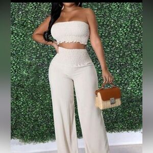SHEIN Cream Wide Leg Pants